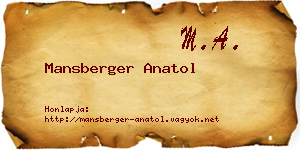 Mansberger Anatol névjegykártya